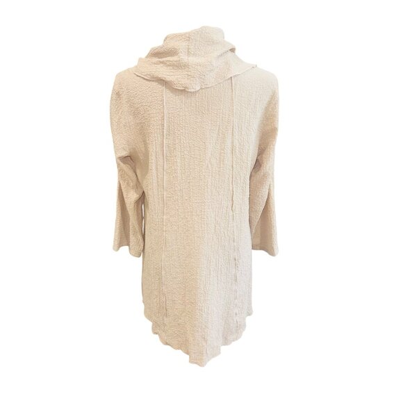 Ali Miles Off White Cowl Neck Waffle Knit Textured Tunic Top S Minimalist Casual - Picture 2 of 9